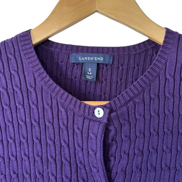 Land's End Cable Knit Sweater Women's Size Small Purple - Picture 6 of 10